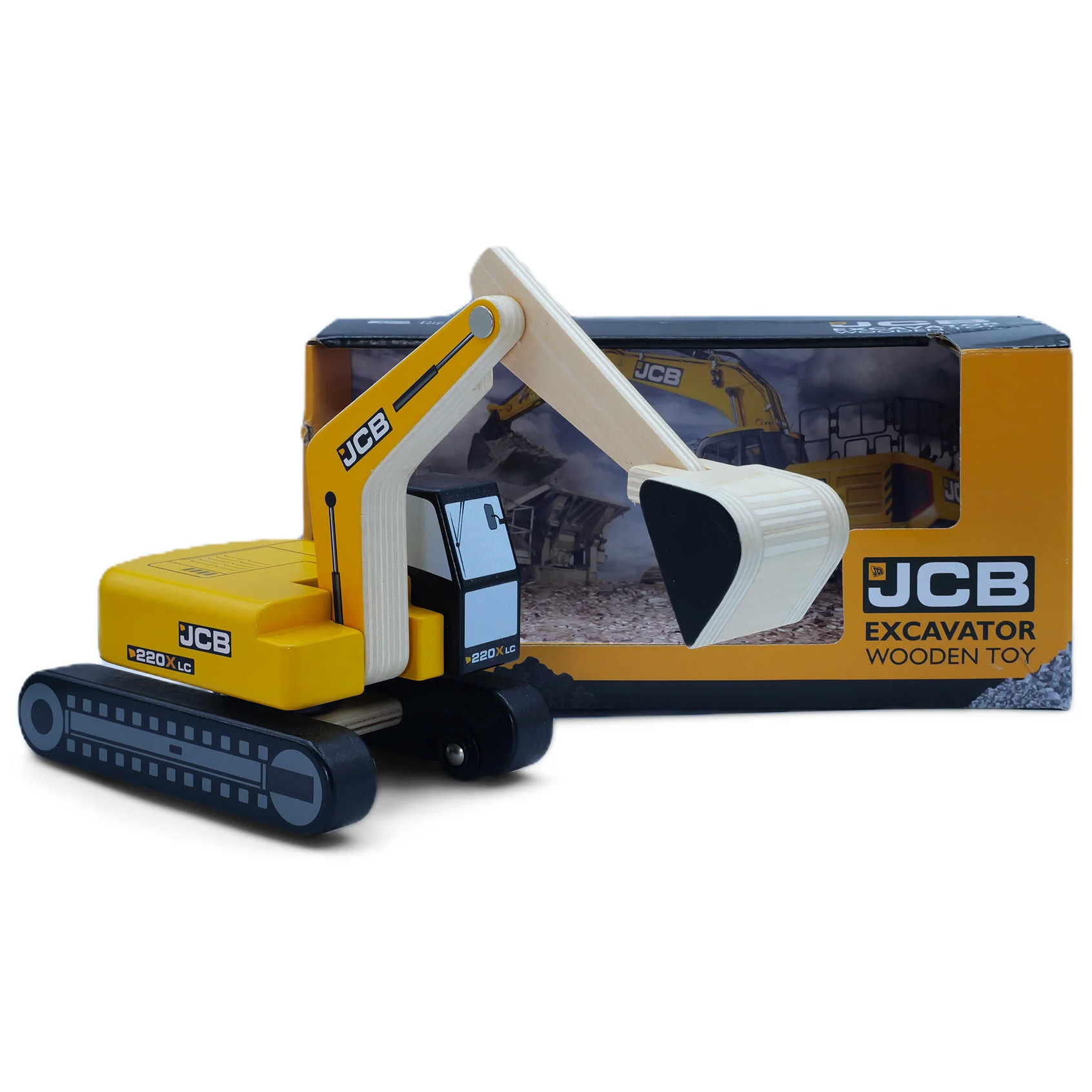 JCB Excavator Wooden Toy in Open Box (26cm) (E.O.L.) - SAVE 10% !!