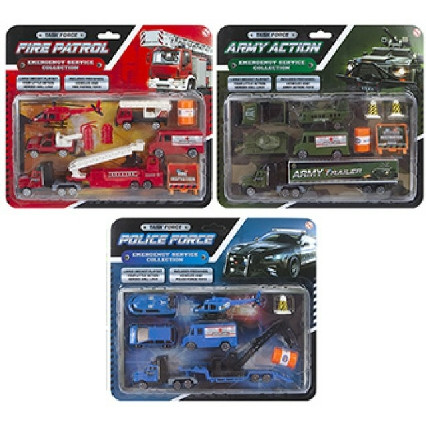 Die-cast Vehicles Play Set - Army / Police / Fire (3 asstd.) (28x25cm)