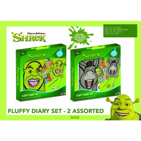 Shrek Fluffy Diary Set - Shrek / Donkey (2 asstd.) (25x25x4cm) (6+ YRS) (Due In)