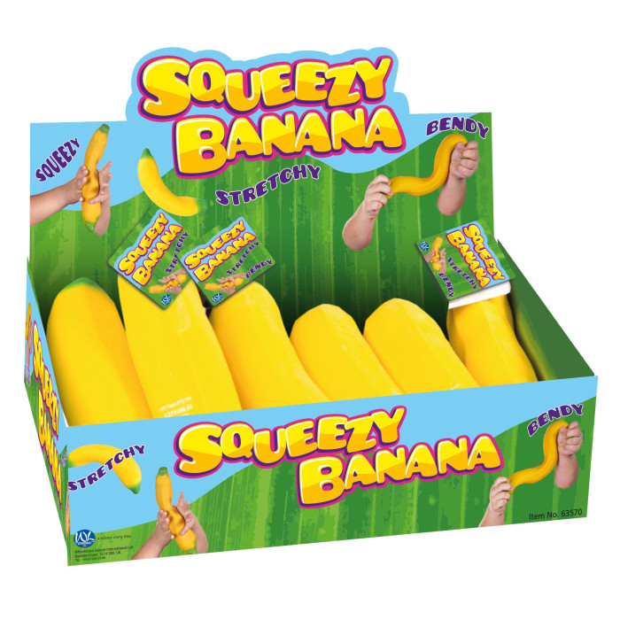 Squeezy Banana - Stretchy Bendy 18cm (display box) (E.O.L.) - SAVE 10% !!