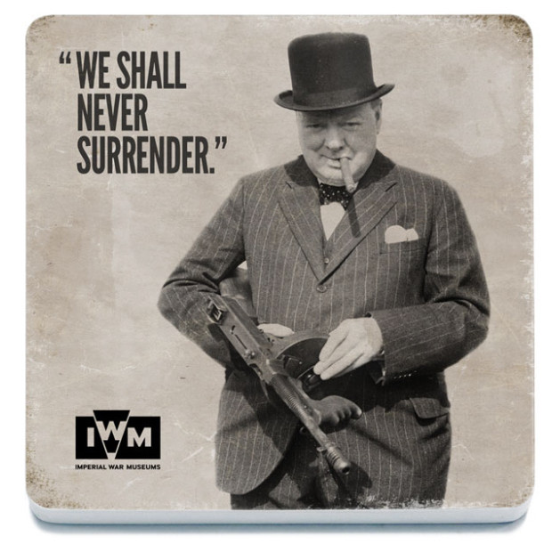 Melamine Coaster (IWM): Winston Churchill - "We Shall Never Surrender"