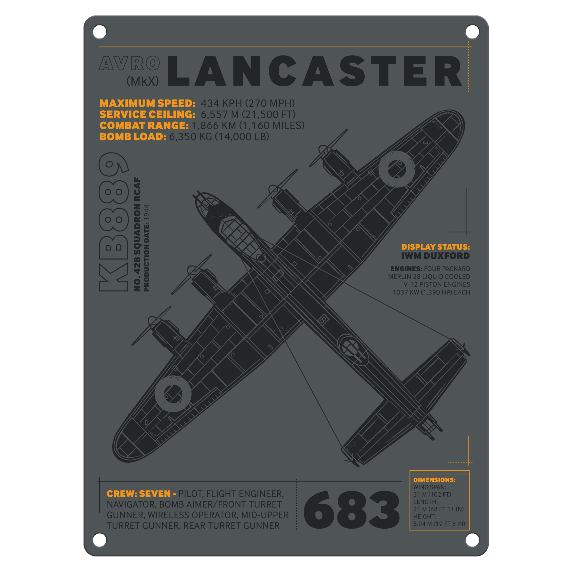 Metal Sign (IWM): Lancaster - Technical (E.O.L.) - SAVE 25% !!