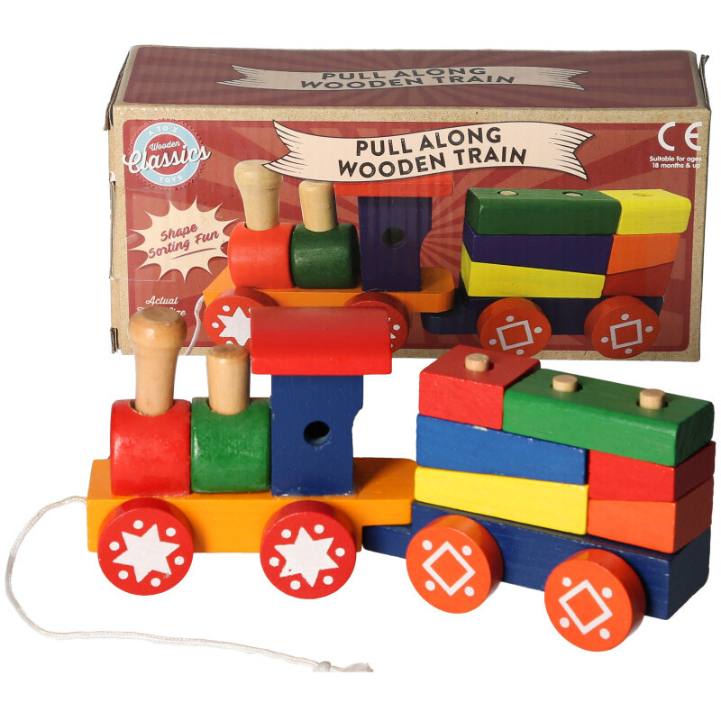 Pull-Along Wooden Train & Carriage (22x9x7cm) (18 MTHS+)