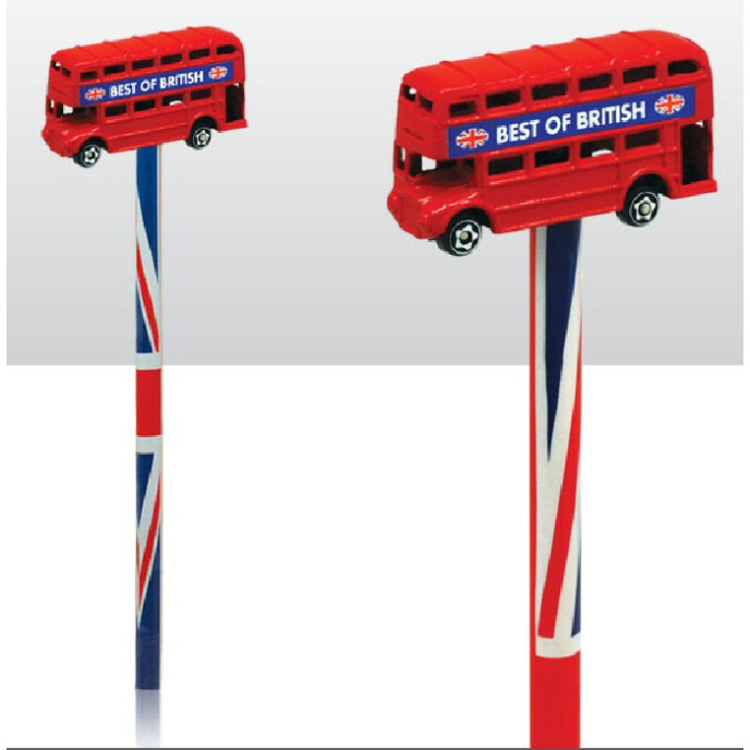 Union Jack Pencil with Topper - Red Double Decker Bus (CDU)