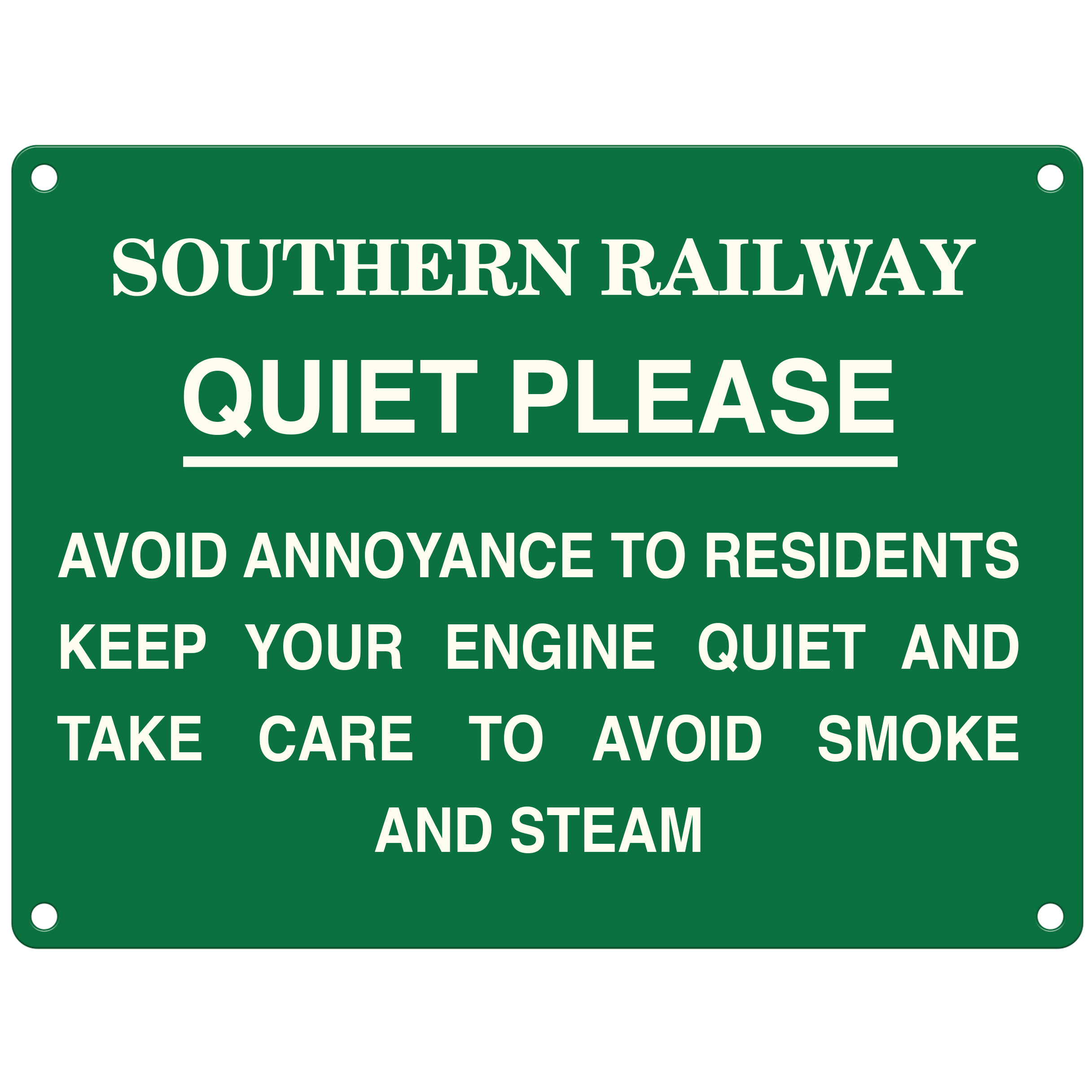 Mini Metal Sign (RL): Southern Railway - Quiet Please ... (NEW)