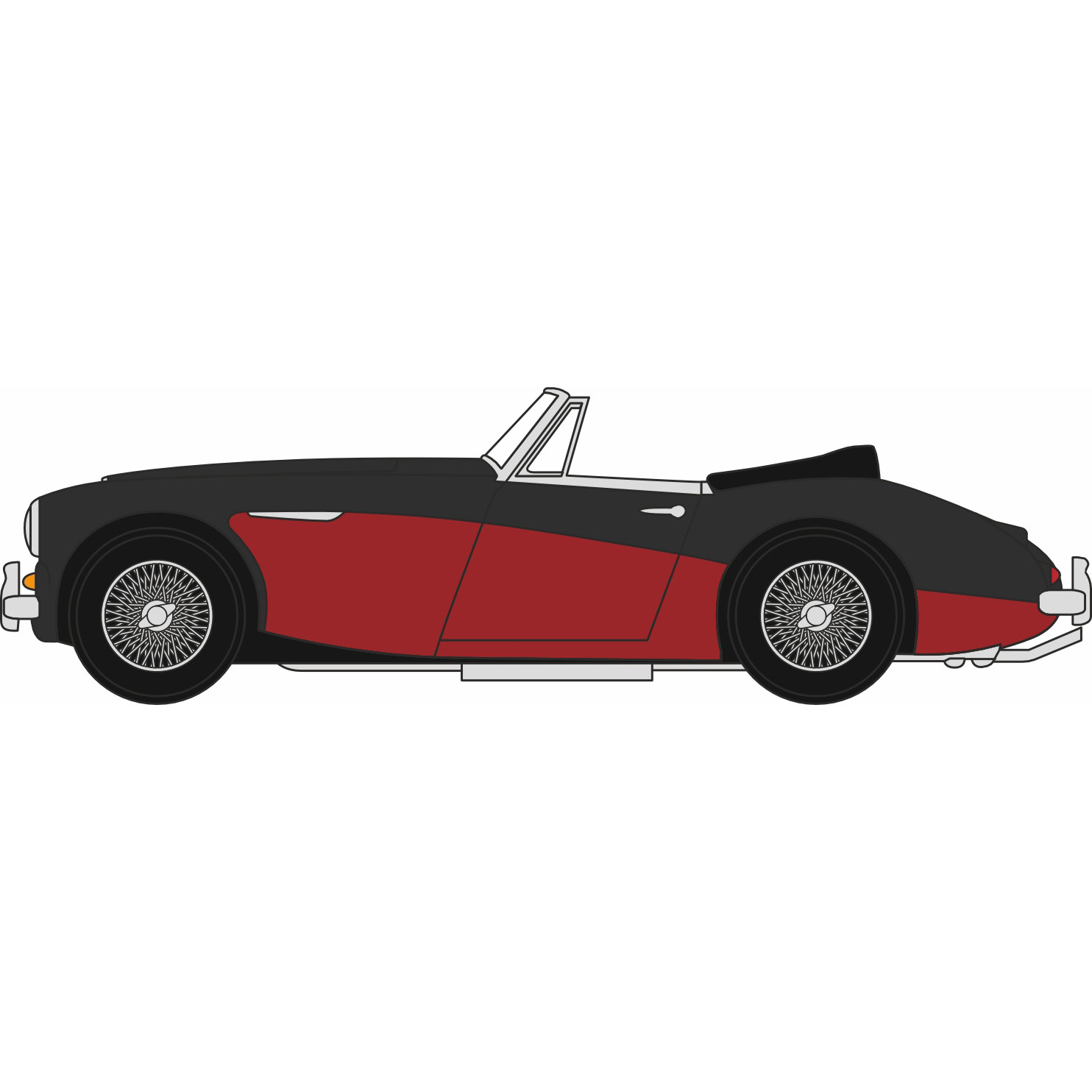 Austin Healey 3000 - Black/Burgundy (1:76) (NEW)