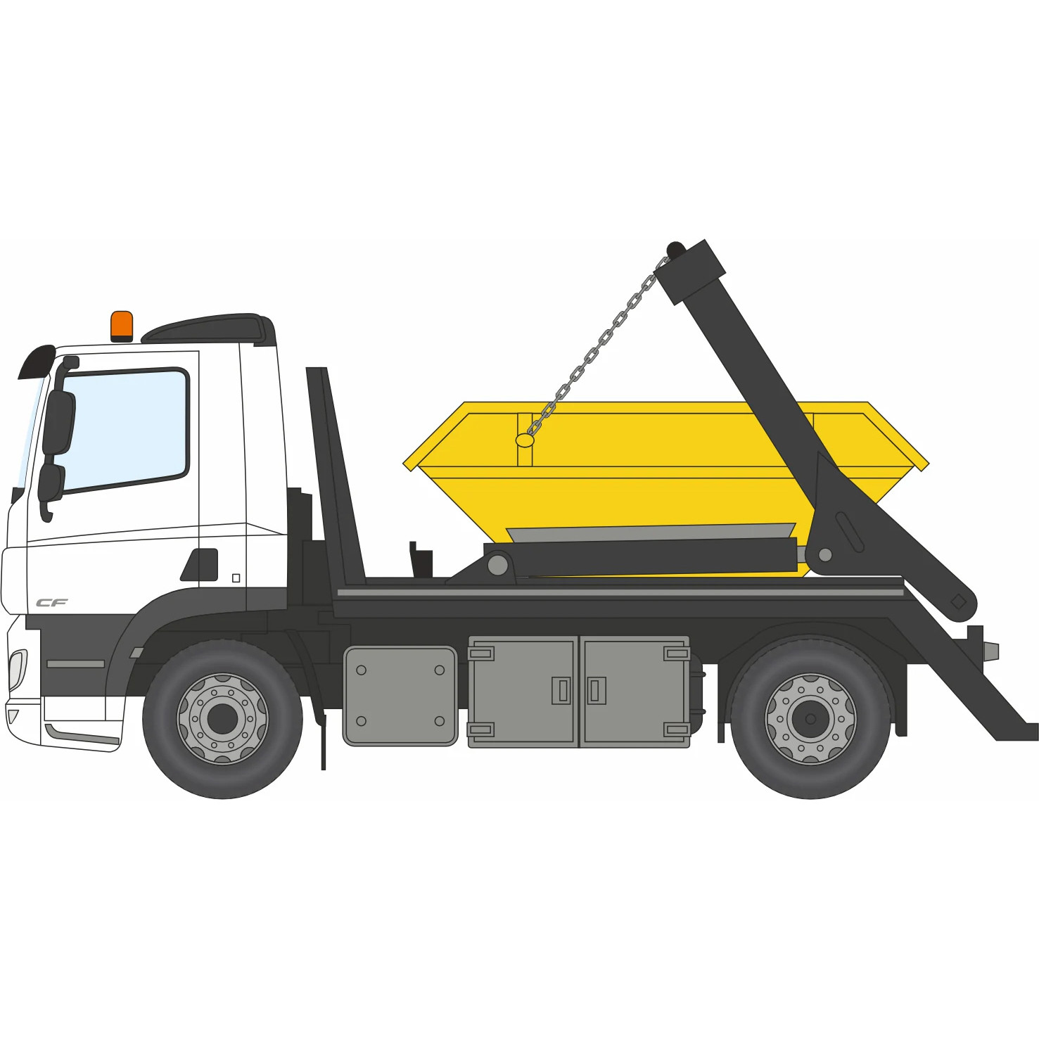 DAF Skip Lorry - White with Yellow Skip (1:76) (NEW) (Due Q2/2026)