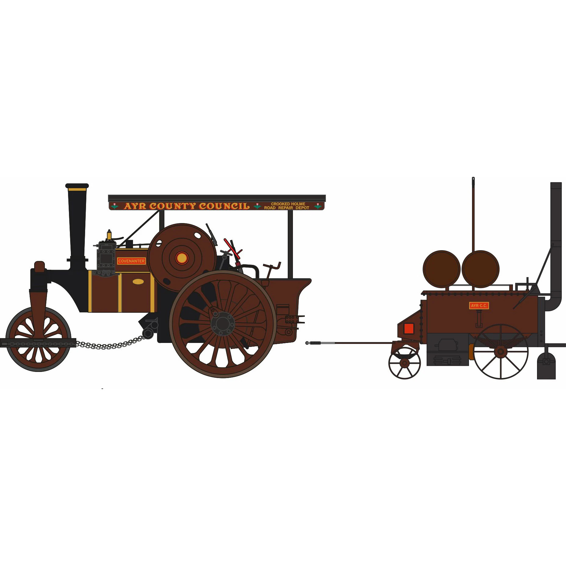 Fowler Steam Roller & Coleman Flapper Covenanter - Ayr County Council (1:76) (NEW)
