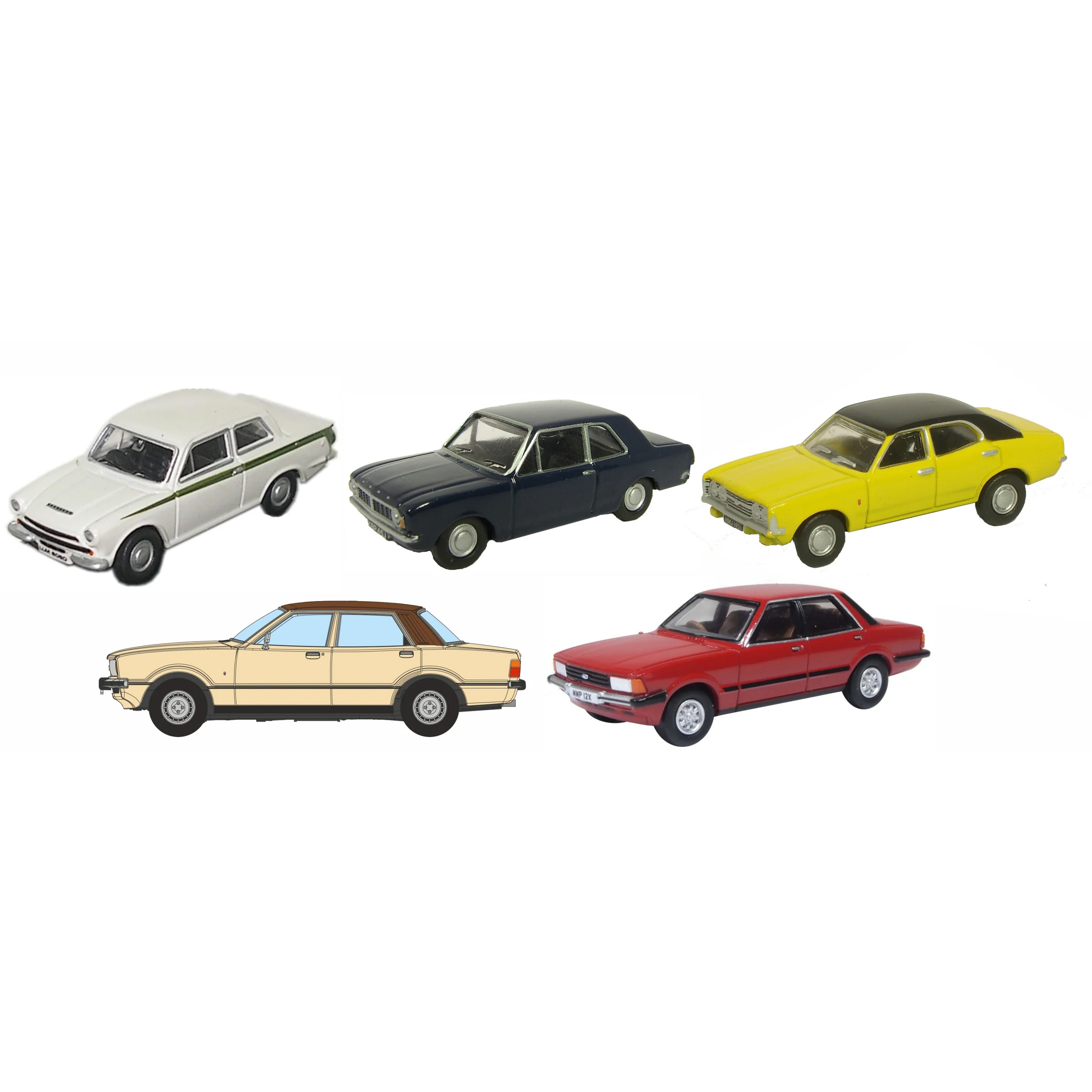 Ford Cortina 5 Piece Set - Mk1/2/3/4/5 (1:76) (NEW) (Due Q4/2026) (ADV-R)
