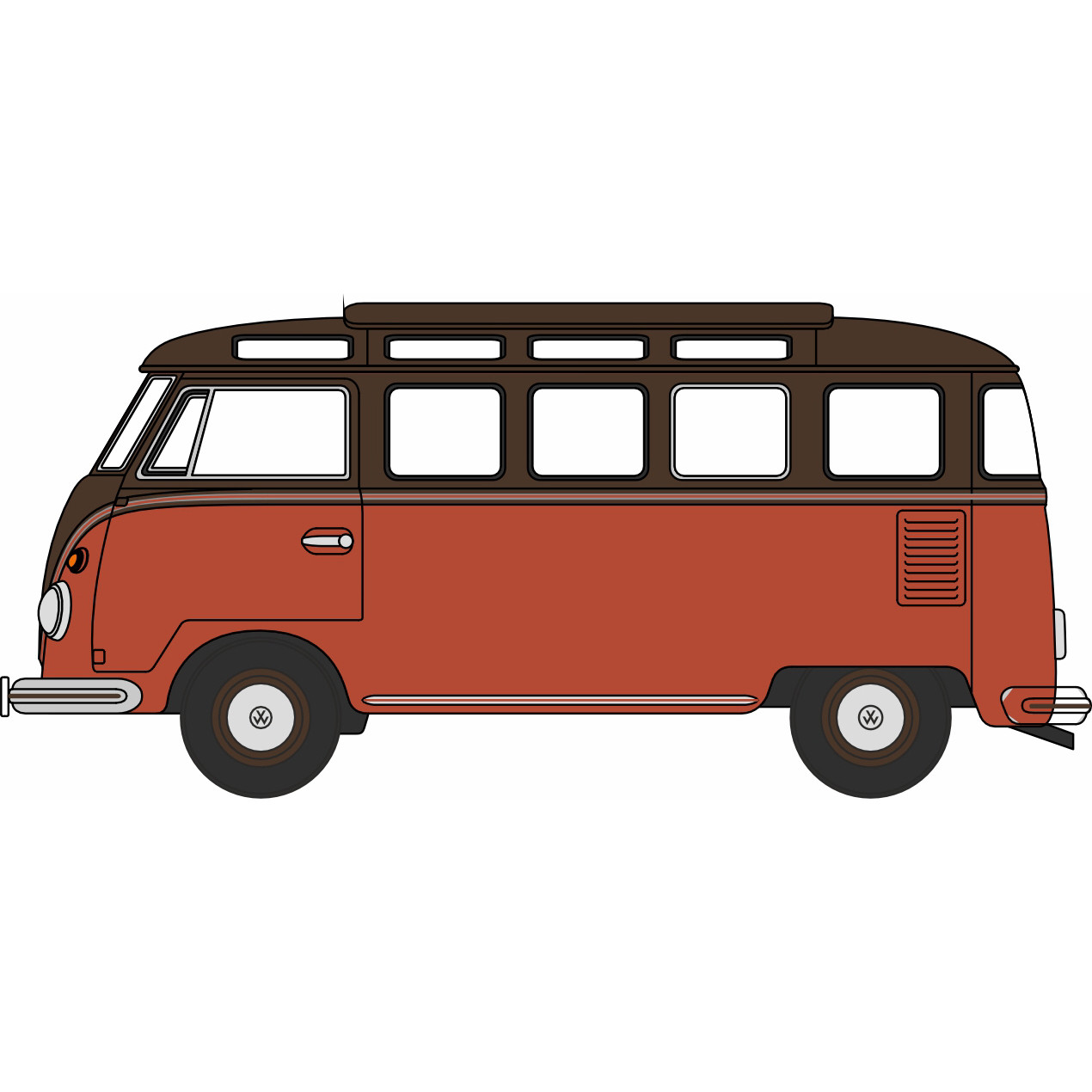 VW T1 Samba Bus - Sealing Wax Red/Chestnut Brown (1:76) (NEW)