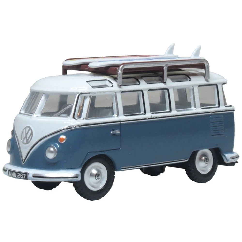 VW T1 Samba Bus / Surfboards - Gulf Blue / White (1:76) (NEW)