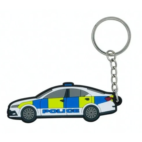 Police Car Rubberised PVC Keyring on Hanger Card