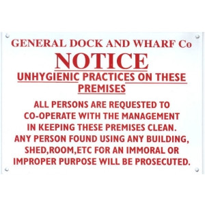 Replica E/S: General Dock & Wharf Co. - Unhygienic Practices