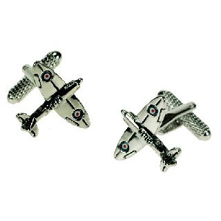 Brass / Rhodium Plated Cufflinks - Spitfire