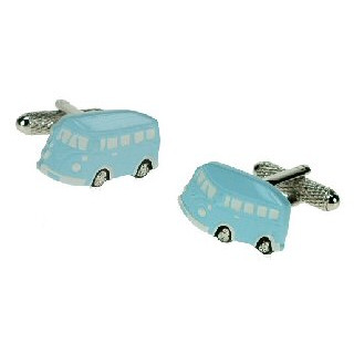 Brass / Rhodium Plated Cufflinks - Camper Van