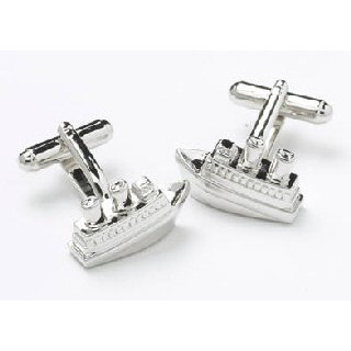 Brass / Rhodium Plated Cufflinks - Ship