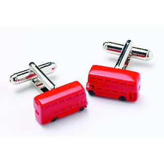 Brass / Rhodium Plated Cufflinks - Red Double Decker Bus
