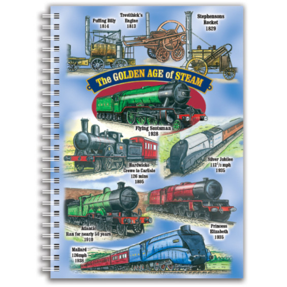 Golden Age of Steam A5 Notepad (Spiral Bound 50 Page) Prtd. Front/Back