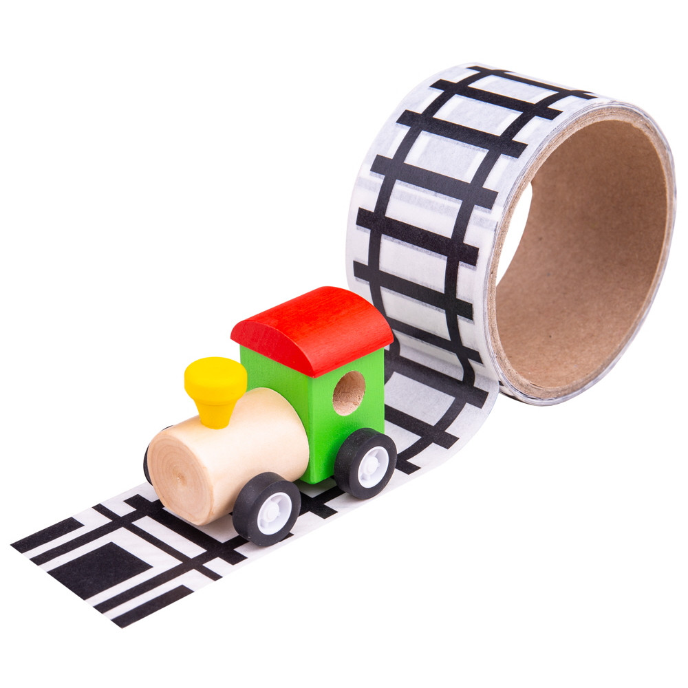 Railway Play Tape with Wooden Engine (5cm x 8 metres) (3+ YRS) (Assorted)
