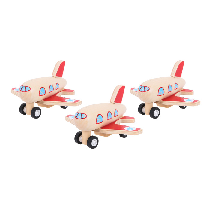 Bigjigs Pull Back Wooden Planes (58 x 95 x 87mm) (display box) (18 Mths+)