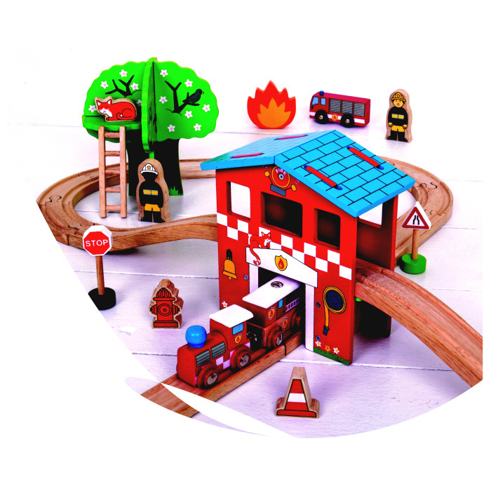 Bigjigs Fire and Rescue Train Set (39 pce)