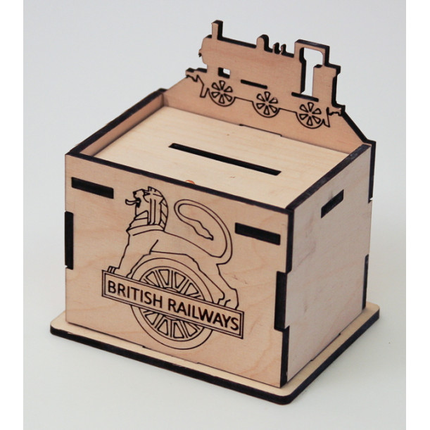 Wooden Money Pot with Loco - British Railways (E.O.L.) - SAVE 25% !!