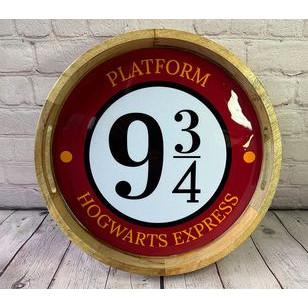 Wooden Serving Tray: Platform 9 3/4 (35 x 35 x 5cm) (NEW)