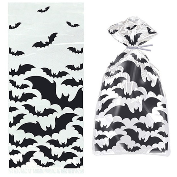 Black Bats Design Halloween Cello Treat Bag (11" x 5")