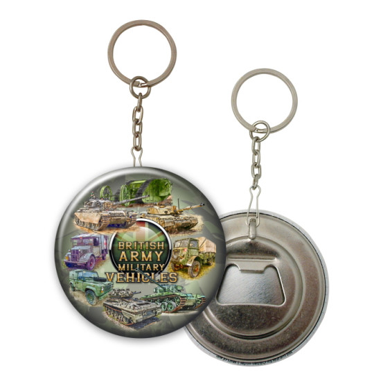 British Army Military Vehicles Tinplate 58mm Bottle Opener Keyring (E.O.L.)