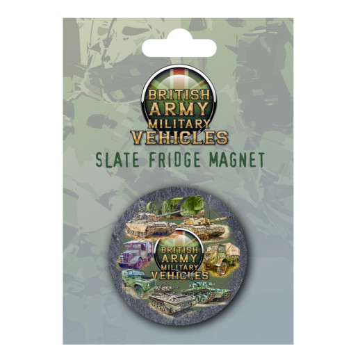 British Army Military Vehicles Slate Fridge Magnet on Backing Card (E.O.L.)