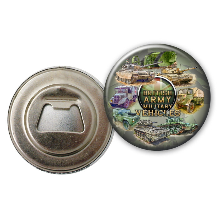 British Army Military Vehicles Tinplate 58mm Bottle Opener Fridge Magnet (E.O.L.)