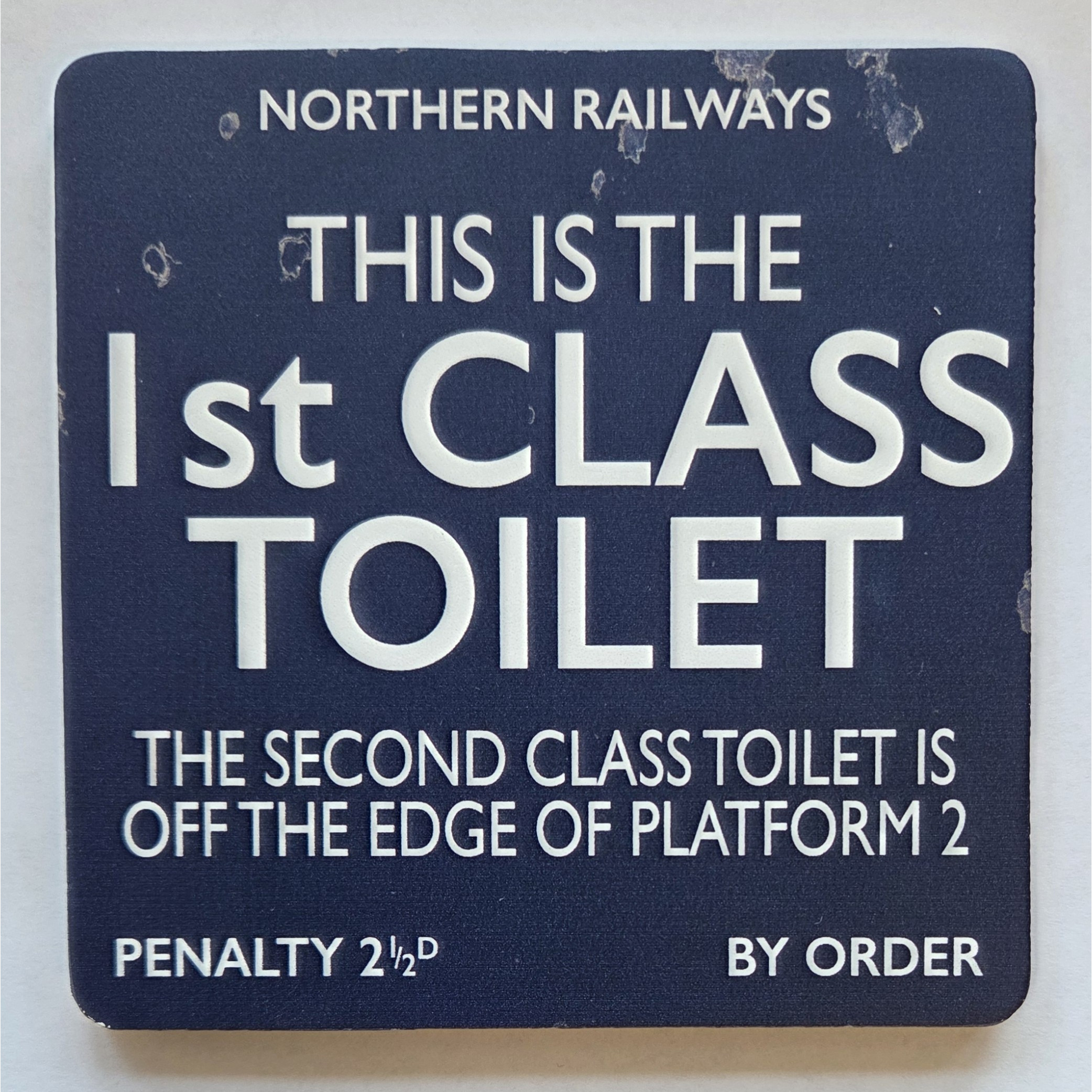 Melamine Coaster: Northern Railways "1st Class Toilet" (NEW)