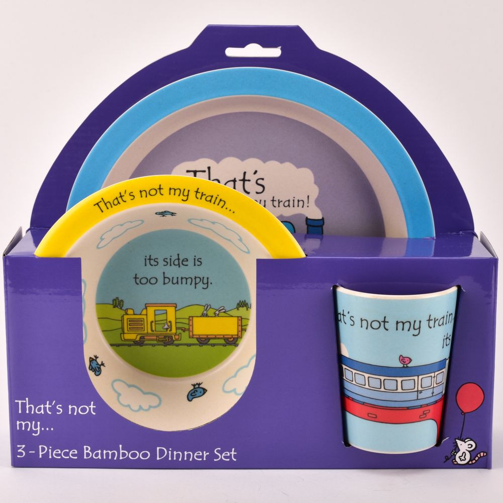 That's Not My Train Children's 3 Piece Bamboo Dinner Set (E.O.L.) - SAVE 10% !!