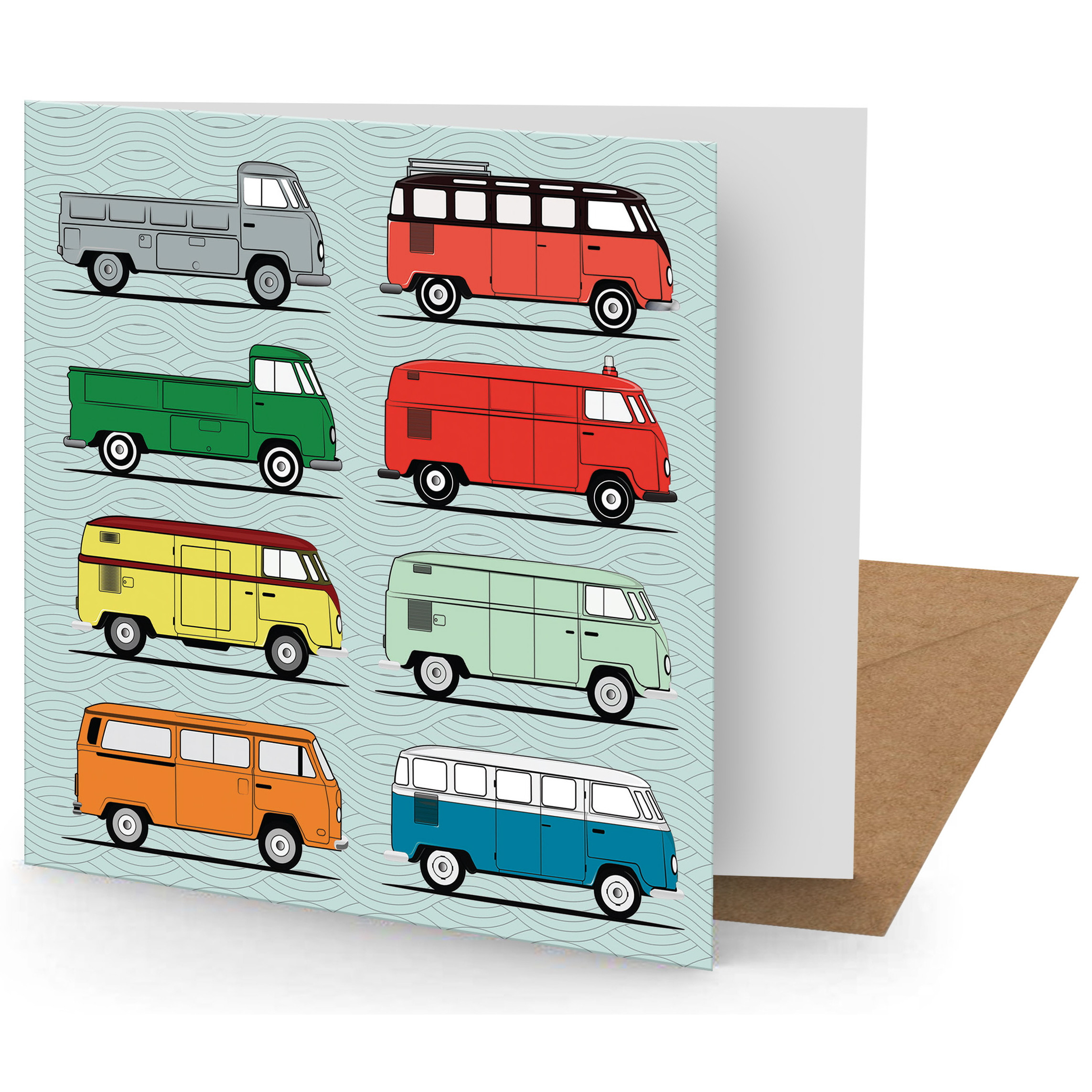 Greetings Card - Camper Van (150x150mm Plain)