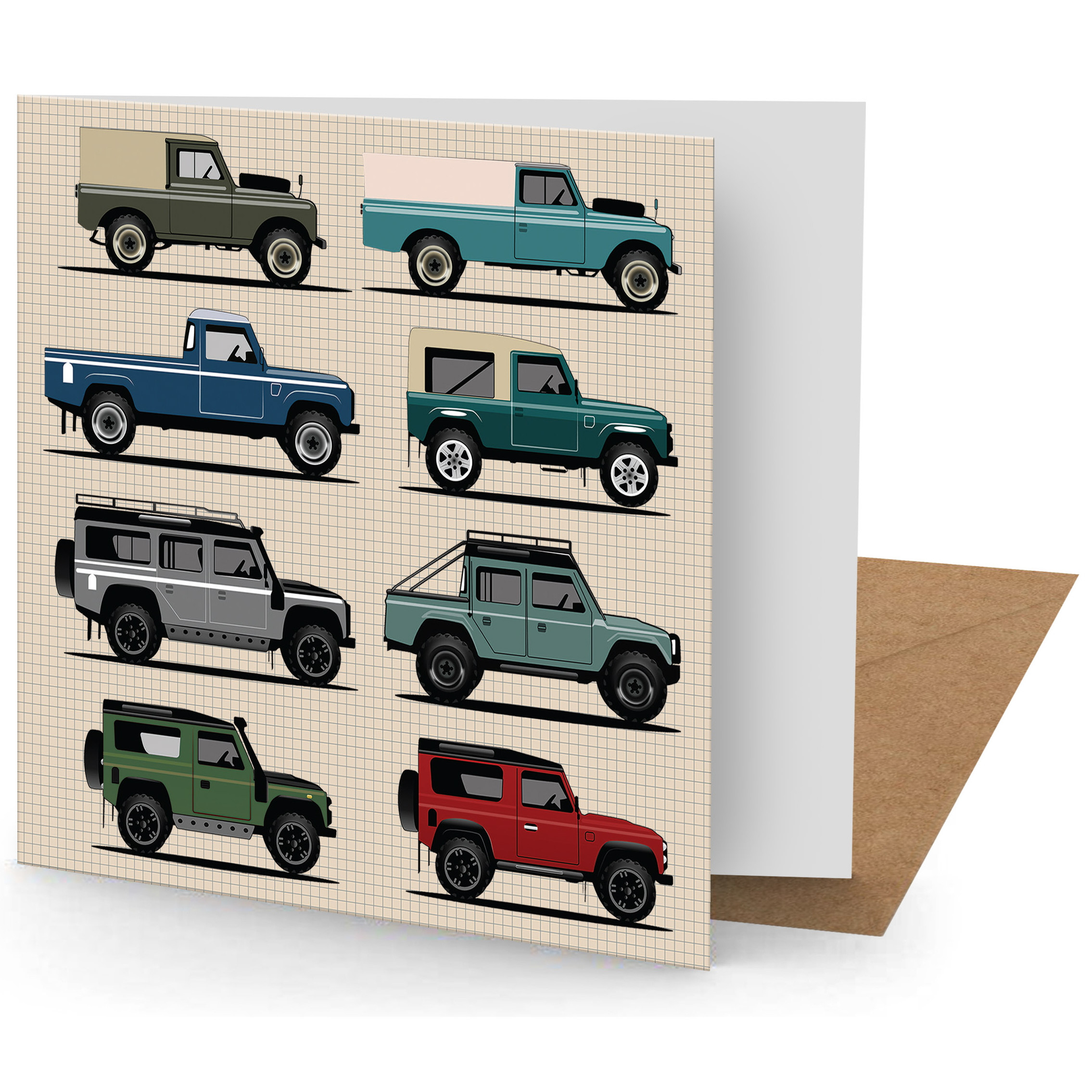 Greetings Card - Land Rover (150x150mm Plain)