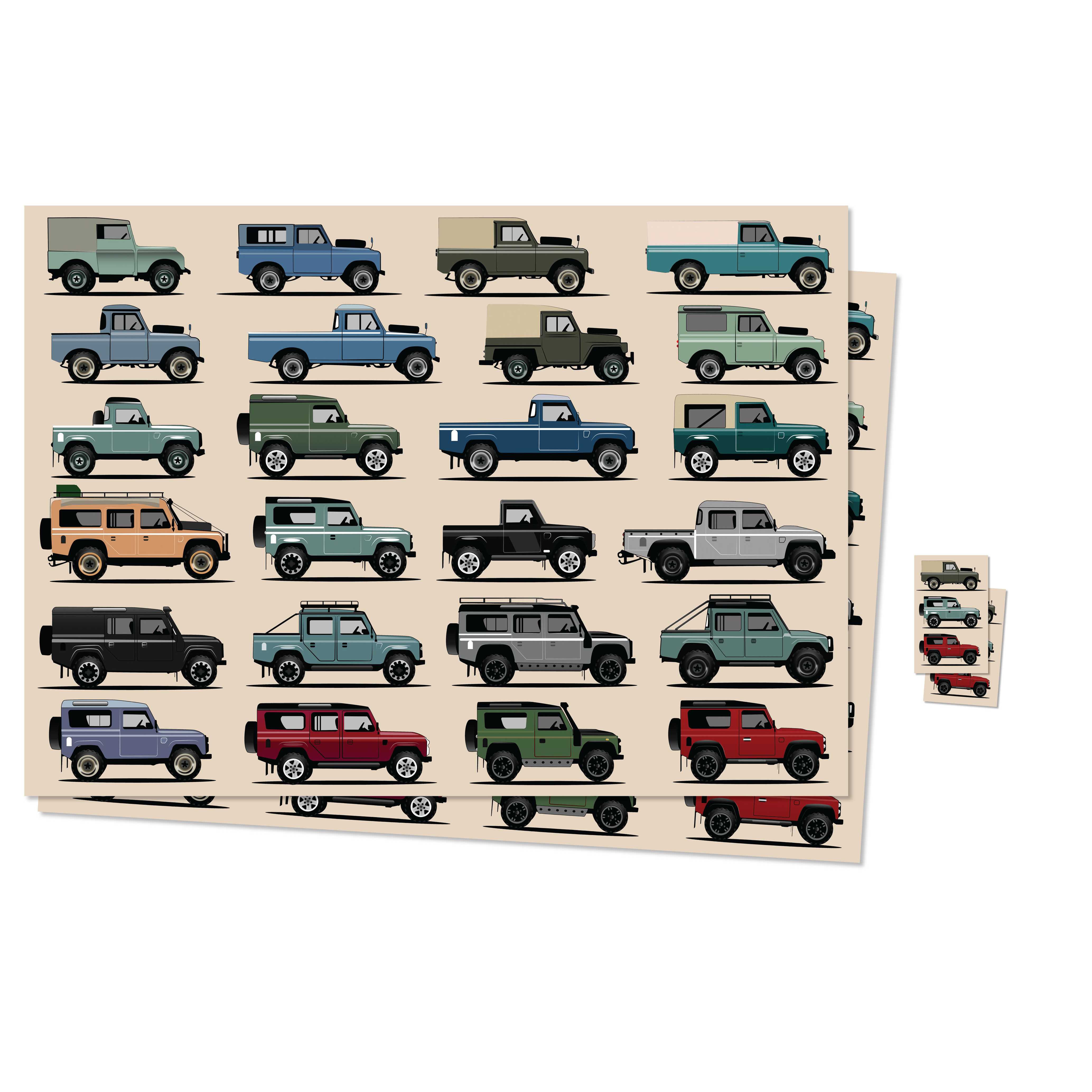 Gift Wrap & Gift Tags x 2: Land Rover (Through The Ages Collection) (NEW)