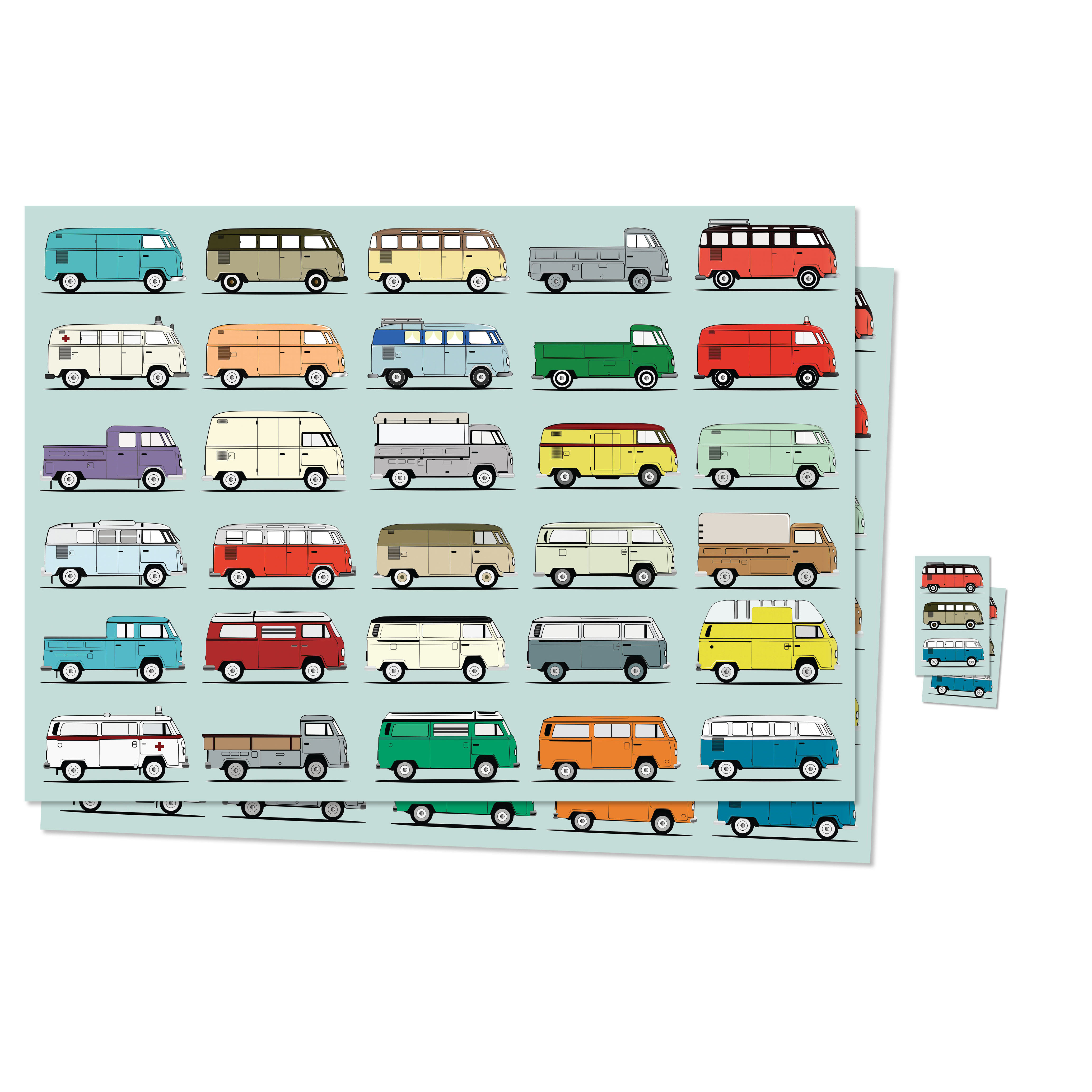 Gift Wrap & Gift Tags x 2: Camper Van (Through The Ages Collection) (NEW)