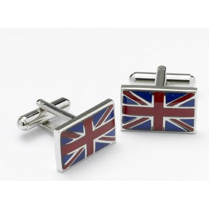 Brass / Rhodium Plated Cufflinks - Union Jack Flag