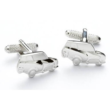 Brass / Rhodium Plated Cufflinks - Mini Car