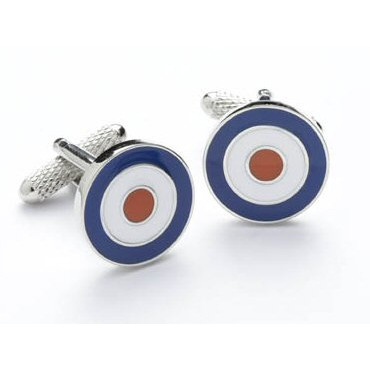 Brass / Rhodium Plated Cufflinks - RAF Roundel