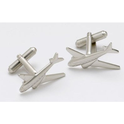 Brass / Rhodium Plated Cufflinks - Aeroplane