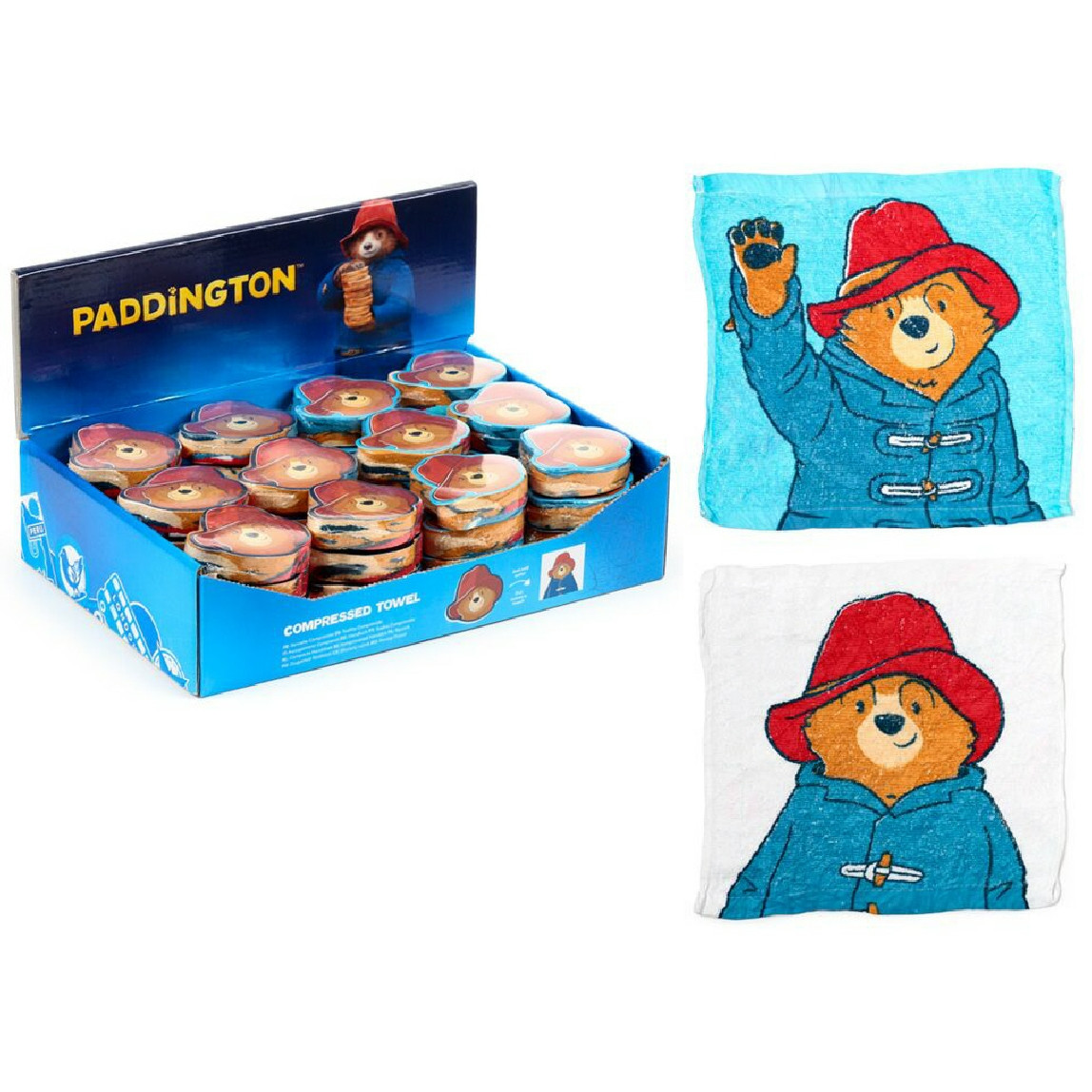 Paddington Bear Compressed Travel Towel / Face Cloth (29x31cm) (CDU) (NEW)