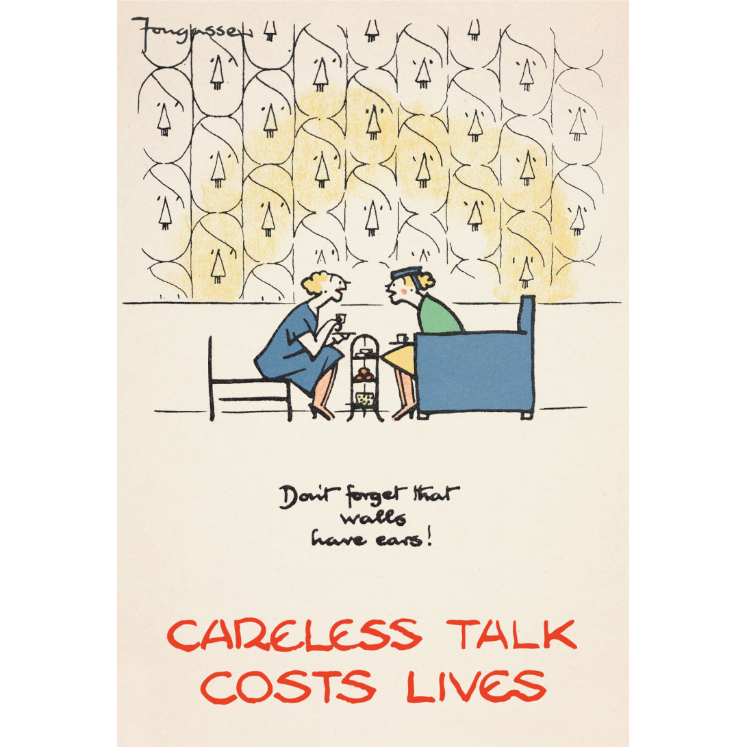 Poster (Careless Talk) - Don't forget that walls have ears! (E.O.L.) - SAVE 15% !!