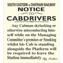 Replica E/S NRM: S.E.&C.R. Notice to Cabdrivers