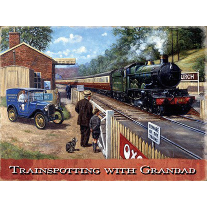 Metal Fridge Magnet (RL): Trainspotting with Grandad