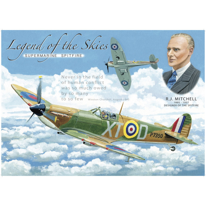 Metal Fridge Magnet (AE): Legend of the Skies - Supermarine Spitfire