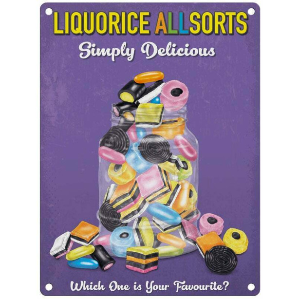 Metal Fridge Magnet (FH): Liquorice Allsorts - Simply Delicious