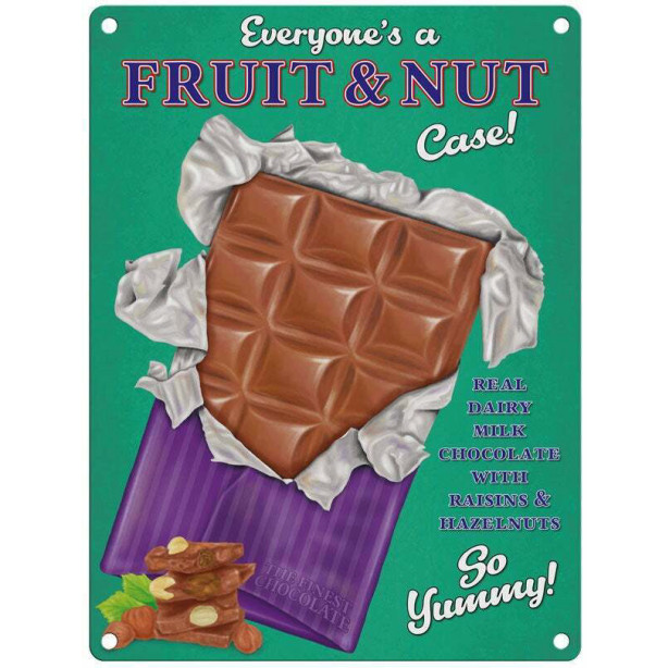 Metal Fridge Magnet (FH): Everyone's a Fruit & Nut Case!