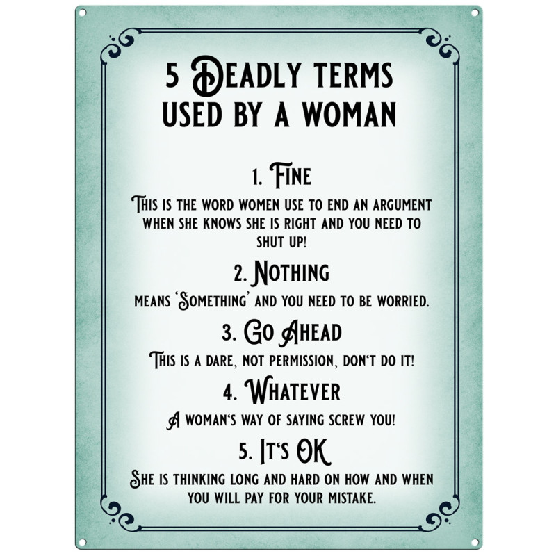 Metal Fridge Magnet (HU): 5 Deadly Terms Used by a Woman