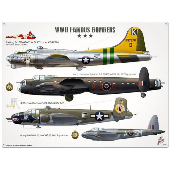 Metal Fridge Magnet (AE): WWII Famous Bombers